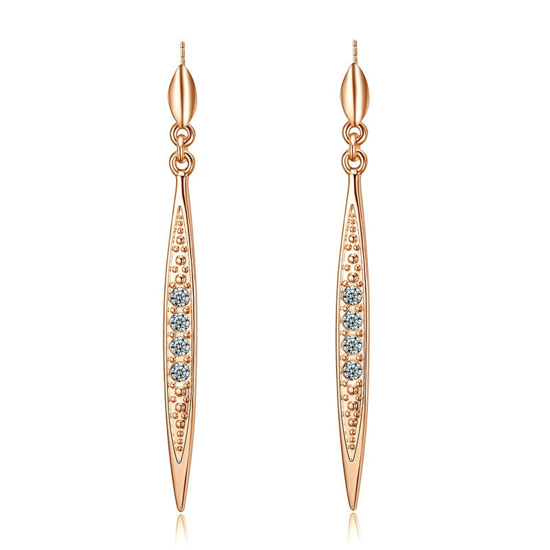 New Fashion Vintage Earrings Rose Gold Plated Austrian Rhinestone Bar Dangle Drop Earrings for women 