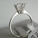 Platinum Plated Classic Simple Design 6 Prong Sparkling Solitaire 1ct simulatedDiamond forever Wedding Ring bijoux 