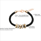 Simple Slide Beads Designer Austrian Rhinestones Gold Plated Rope Charm Bracelets Chain Lobster Jewelry for Women 