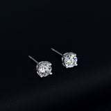 White Gold Plated 4 Prong Small Cute AAA Top Grade 0.5ct Sona CZ Post Stud Earrings Boucle D'oreille Femme 
