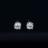 White Gold Plated 4 Prong Small Cute AAA Top Grade 0.5ct Sona CZ Post Stud Earrings Boucle D'oreille Femme 