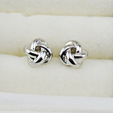 White Gold Plated Classic Design Twist Love Knot Post Stud Earrings for Women