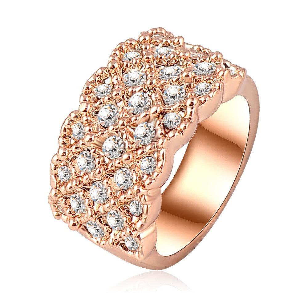 Unique Luxury Rose Gold Plating Engagement Wedding Rings With Austrian Crystals Charm Jewelry