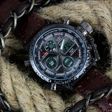 Unique Vogue Men Swimming Digital LCD Quartz Outdoor Sports Watches Relogio Masculino Clock With Handmade Leather Strap