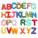 Unisex Kids Educational Toy Wood Letters Alphabet Learning Fridge Magnet 26 pcs