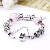 Valentine's Gift Murano Glass&Crystal Bead Fit Original Kitty Charm Bracelets Bangles For Women Girls Lovely Fine Jewelry