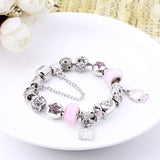 Valentine's Gift Murano Glass&Crystal Bead Fit Original Kitty Charm Bracelets Bangles For Women Girls Lovely Fine Jewelry