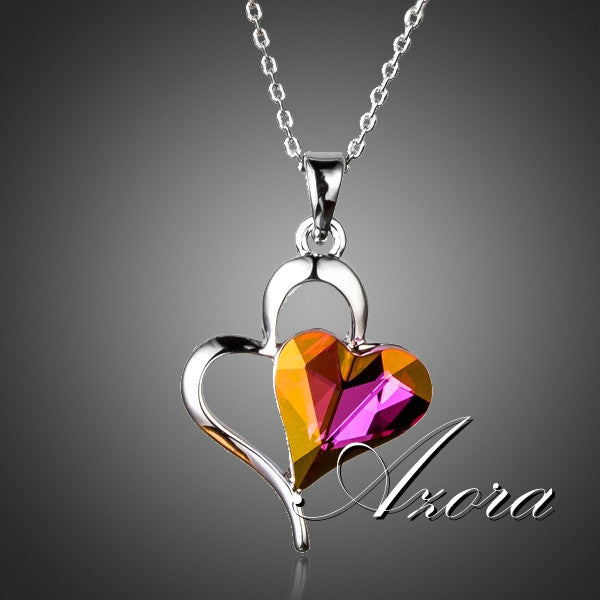 Valentine's Day Gift for Lover Double Heart Stellux Austrian Crystal Pendant Necklace