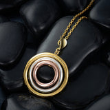 New Multicolored Round Pendant Necklace Women Gold & Silver & Rose Gold Plated Triple Circles Necklaces Trendy Jewelry
