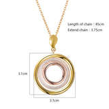 New Multicolored Round Pendant Necklace Women Gold & Silver & Rose Gold Plated Triple Circles Necklaces Trendy Jewelry