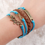 Vintage Braided Anchors bracelet best friends Leather Bracelet men jewelry heart charm Bracelets for women