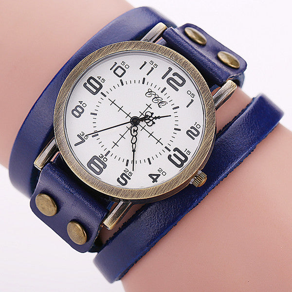 Vintage Cow Leather Bracelet Watch High Quality Women WristWatch Luxury Casual Quartz Watch