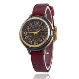 Vintage Cow Leather Bracelet Watch Women Flower Engraved WristWatch Casual Luxury Quartz Watch