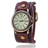 Vintage Cow Leather Bracelet Watch Women WristWatch Casual Luxury Quartz Watch
