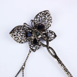Vintage Fashion Jewelry Hair Wear Hair Plug Women Girl Headdress Headwear Hairpin Rhinestone Butterfly Hair Sticks
