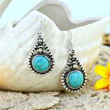 Vintage Fine Jewelry for Women Silver Color Dangle Earrings Tibetan Turquoise Earrings For Women