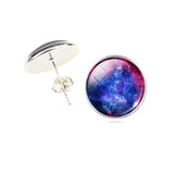 Vintage Galaxy Cabochon Earrings Silver Color Stud Earrings for Valentine's Day Romanitc Moon Earrings for Women Gift