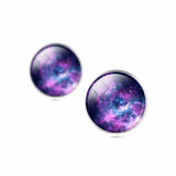Vintage Galaxy Cabochon Earrings Silver Color Stud Earrings for Valentine's Day Romanitc Moon Earrings for Women Gift