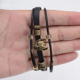 Vintage Multilayer Braided Wrap Bracelets&Bangles Wristband Punk Gundam Strand Charm Leather Bracelet Men&Women Gift Bracelet