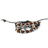 Vintage Retro Handmade Bohemia Wooden beads Adjustable Leather Bracelet For Women Men Unisex Jewelry Star Silver Bracelet Bangle