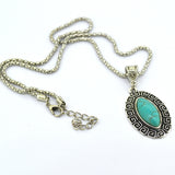 Vintage Tibetan Silver Color Jewelry Fashion Turquoise Collares Summer Style Statement Chain Necklace for Women