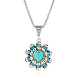Vintage Turquoise necklaces & pendants Fashion Silver Color Jewelry for Women Classic Crystal Statement Chain Necklace