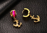 Vintage drop earrings for women gold plated stainless steel anchor hanging dangle wedding earrings with stones