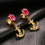 Vintage drop earrings for women gold plated stainless steel anchor hanging dangle wedding earrings with stones