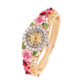 Vintage relogio Quartz Watches Luxury Brand Women Relogio Feminino Bracelet Fashion Gold Plated Crystal Montre Femme Watches