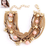 Vintage Fashion Bohemia Gold Chains Beads Mutilayer Charms Bracelets Bangles for Women Men Jewelry Loom Bands