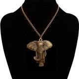 Vintage Gold Crystal Elephant Pendant Necklace Men Retro Silver Long Chain Necklaces Women Jewelry Gift Colares Femininos