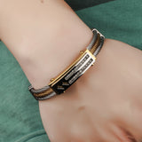 Vintage Gold & Silver Plated Full Metal Multi Layer Bracelet with Crystal Stones Rope Chains Bangles Men's Best Gift 