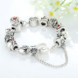 Vintage Heart Crown Bead Charm Bracelet Silver 925 for Women Original Safety Chain Jewelry 