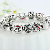 Vintage Heart Crown Bead Charm Bracelet Silver 925 for Women Original Safety Chain Jewelry