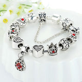 Vintage Heart Crown Bead Charm Bracelet Silver 925 for Women Original Safety Chain Jewelry 