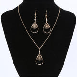 Vintage High Quality Gold Crystal Jewelry Sets Fashion Drop Earrings & Statement Necklace Fahion Jewelry for Women Gift
