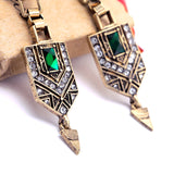 Vintage Jewelry Women New Green Crystal Cone Ear Pendants Long Drop Earrings