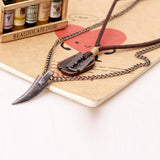 Vintage Mens Necklace Alloy Animal Wolf Tooth Razor Blade Pendants Necklace Multilayer Metal Chain Choker Male Punk Jewelry