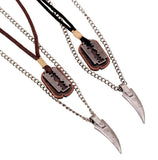 Vintage Mens Necklace Alloy Animal Wolf Tooth Razor Blade Pendants Necklace Multilayer Metal Chain Choker Male Punk Jewelry