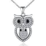 Vintage Owl Pendant Necklace with AAA Austrian Zircon 18K White Gold Plated Summer Collection Animal Jewelry 