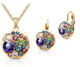 Vintage Set New 18K Gold Plated / Silver Simulated Diamond Korean Multicolor Round African Costume Crystal Jewelry Sets