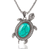 Vintage Silver Tone Animal Tortoise Jewelry Sets Turquoise Earrings Necklace Bracelet Fashion Women Little Turtle Accessories