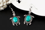 Vintage Silver Tone Animal Tortoise Jewelry Sets Turquoise Earrings Necklace Bracelet Fashion Women Little Turtle Accessories