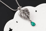 Vintage Silver Tone Leaf Jewelry Sets Heart Turquoise Earrings Necklace Bracelet Fashion Teardrop Shape For Women Accessories