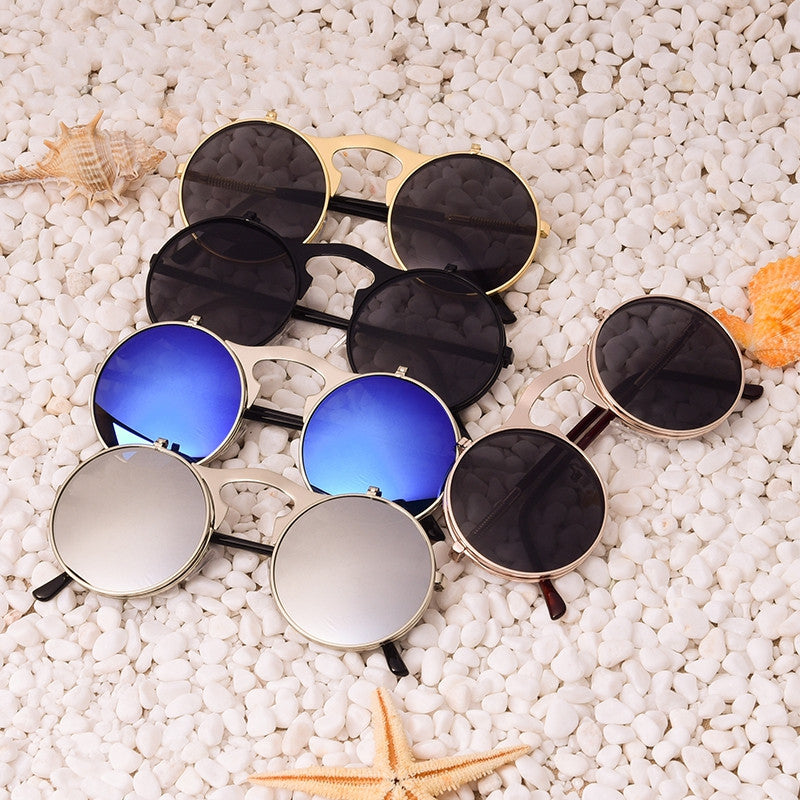 Vintage Steampunk Sunglasses round Designer steam punk Metal Oculos de sol women Coating Sunglasses Men Retro Circles Sun Glassess