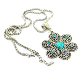 Vintage Turquoise necklaces & pendants Fashion Silver Color Jewelry for Women Classic Crystal Statement Chain Necklace