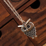 Vintage Women Owl Pendant Necklace Long Sweater Chain Jewelry Golden Antique Silver Bronze Charm fashion necklaces