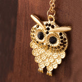 Vintage Women Owl Pendant Necklace Long Sweater Chain Jewelry Golden Antique Silver Bronze Charm fashion necklaces