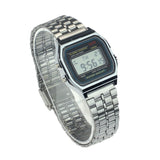 Vintage Womens Men Stainless Steel Digital Alarm Stopwatch Wrist Watch