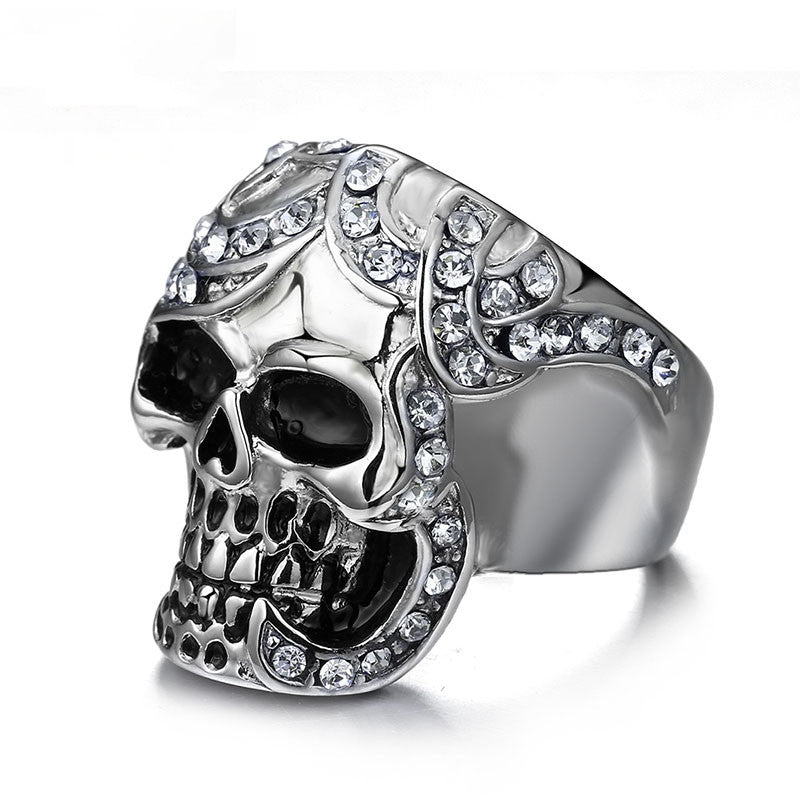 Vintage Europe Skull Ring Party King Men Ring Rock Punk Horrible Stainless Steel Metal